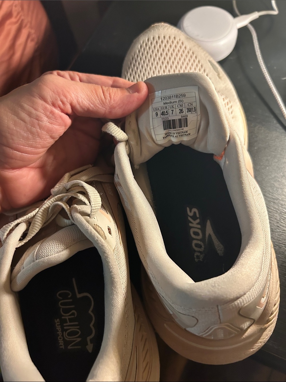 Brooks Women's Running Sneakers in Cream with Pink Accents - Picture 7 of 16